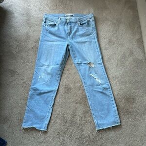 Joe's Lara Mid Rise Distressed Straight Ankle Jeans size 31